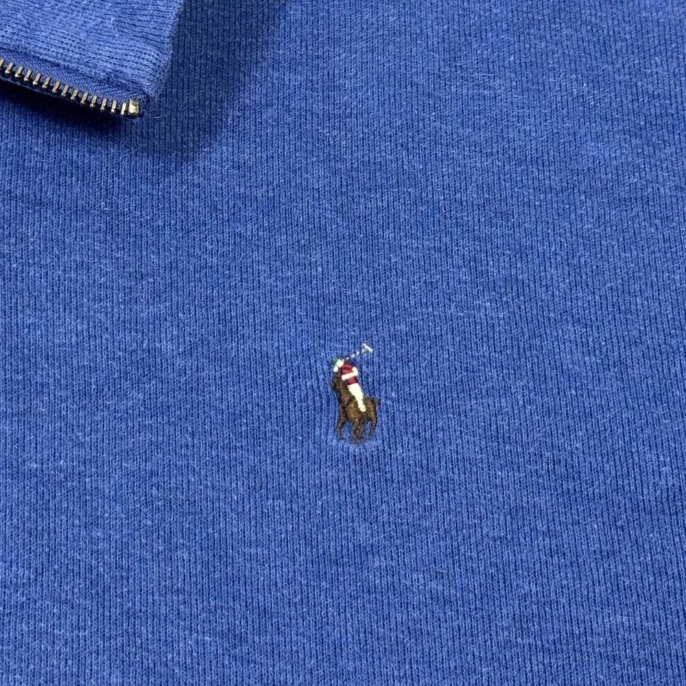 Polo Ralph Lauren Sweater Mens 3XLT Blue‎ 1/4 Zip Flesh Pony Heavyweight